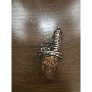 VTG Pewter Lighthouse Wine Bottle Cork Stopper 3" Nautical Bar Decor